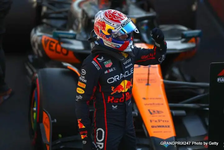 MONZA, ITALY - SEPTEMBER 06: Pole position qualifier Max Verstappen of the Netherlands and Oracle Red Bull Racing celebrates in parc ferme during qualifying ahead of the F1 Grand Prix of Italy at Autodromo Nazionale Monza on September 06, 2025 in Monza, Italy. (Photo by Zak Mauger/LAT Images) // Getty Images / Red Bull Content Pool // SI202509060521 // Usage for editorial use only //