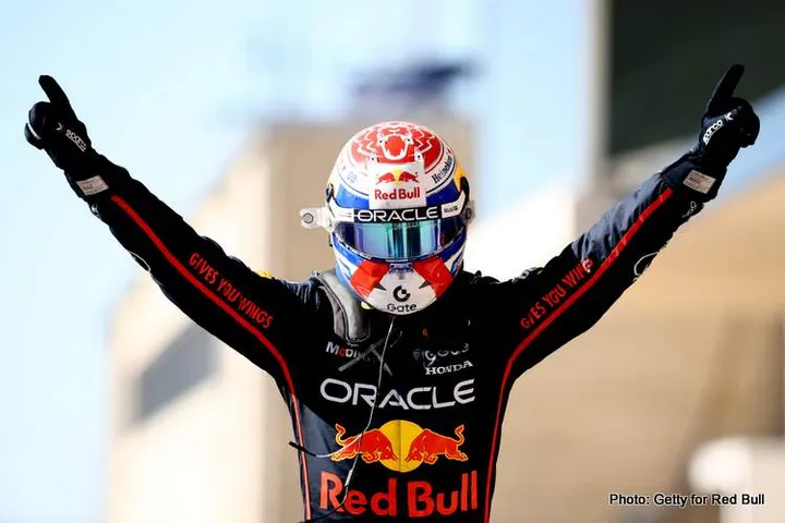 AUSTIN, TEXAS - OCTOBER 19: Race winner Max Verstappen of the Netherlands and Oracle Red Bull Racing celebrates in parc ferme during the F1 Grand Prix of United States at Circuit of The Americas on October 19, 2025 in Austin, Texas. (Photo by Jared C. Tilton/Getty Images) // Getty Images / Red Bull Content Pool // SI202510191352 // Usage for editorial use only //