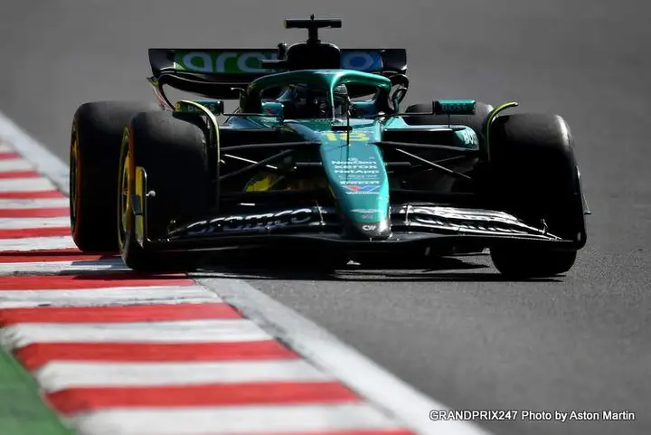 MEXICO CITY, MEXICO - OCTOBER 26: Lance Stroll of Canada driving the (18) Aston Martin F1 Team AMR25 Mercedes on track during the F1 Grand Prix of Mexico at Autodromo Hermanos Rodriguez on October 26, 2025 in Mexico City, Mexico. (Photo by James Sutton/LAT Images)2243467238Colour Image, Horizontal, sport, motorsport, formula one racing