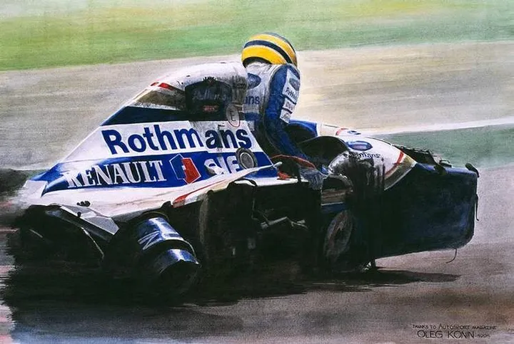 1 ayrton walks from crash senna williams imola painting