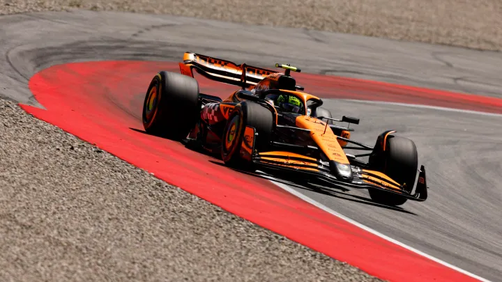 BARCELONA, SPAIN - JUNE 22: Lando Norris of Great Britain driving the (4) McLaren MCL38 Mercedes on