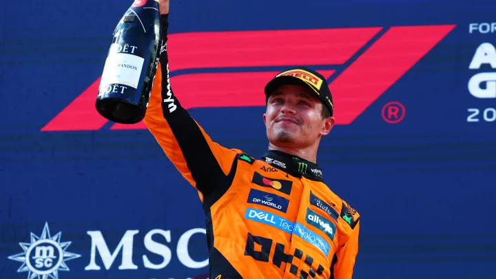 SPIELBERG, AUSTRIA - JUNE 29: Race winner Lando Norris of Great Britain and McLaren celebrates in
