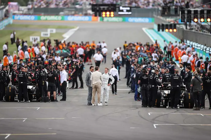 Brad Pitt Drives Car at British Grand Prix Filming New Movie