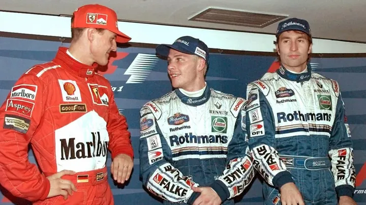 f1 Sport Frentzen Villeneuve Schumacher Alesi Häkkinen Coulthard Berger Wurz Poster Sammeln &amp; Seltenes Motorsport