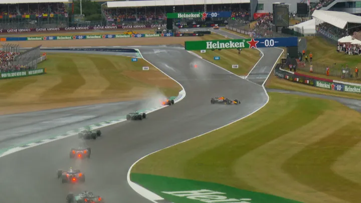 2025 British Grand Prix: Verstappen spins on race restart dropping to P10