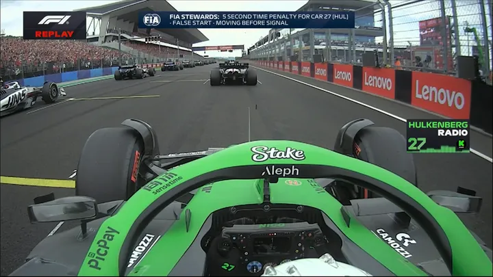 Bortoleto under investigation for a potential false start. Verstappen gets past Stroll and begins pressuring Bortoleto. Bortoleto holds P6 for now.