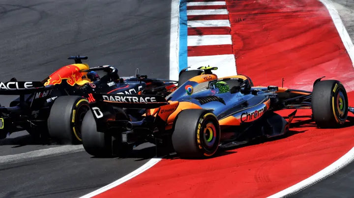 Norris crossed the line P3 but track limits penalty dropped him behind Verstappen to P6x