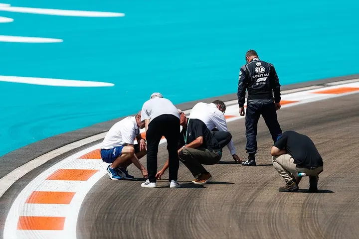 Miami GP officials repair track damage ahead of F1 practice Miami International Autodromo