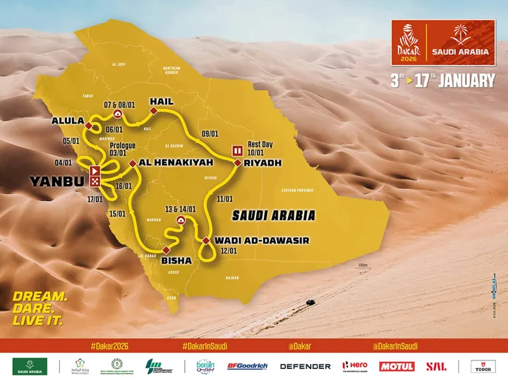 The 2026 Dakar Route map