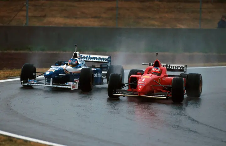 Rain. Chaos. Magic. Barcelona, 1996: Michael Schumacher defied a soaked  track, a flawed car, and the odds to deliver one of F1's greatest  wet-weather drives. From P3 to victory — by 45