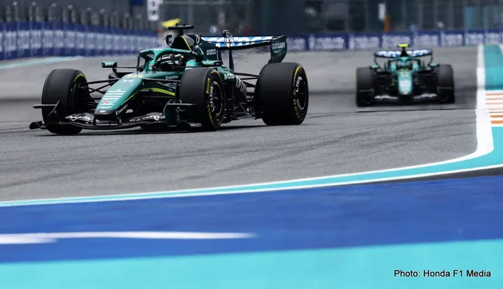 Lance Stroll and Fernando Alonso, Miami Grand Prix, Sunday (2)