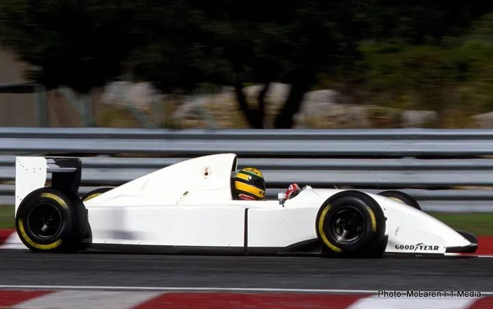 MP4/8B will make its first public appearance since 1993. The car was developed to test a Chrysler-Lamborghini V12 engine