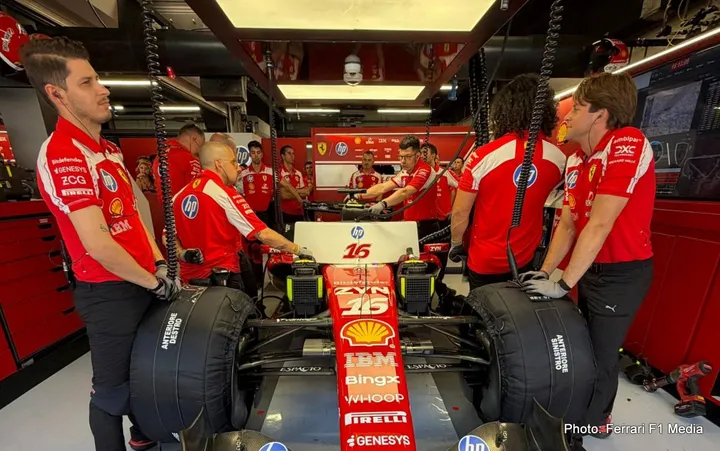 charles leclerc ferrari f1 barcelona pits