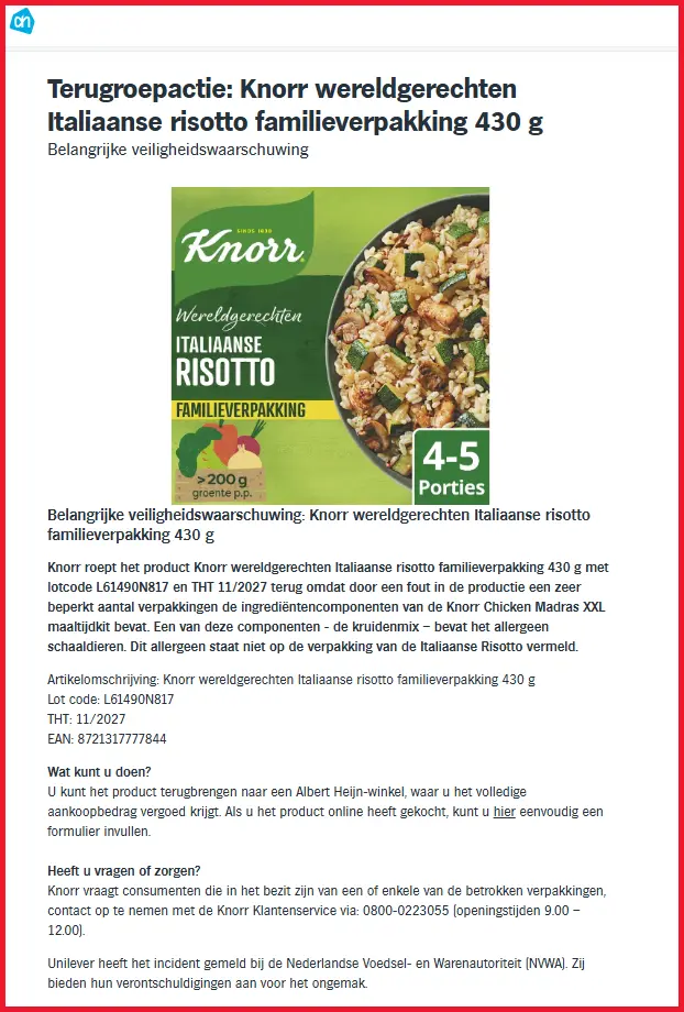 recall_knorr-wereldgerechten_italiaanse-risotto