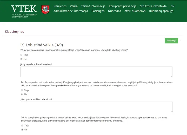 elektroninis vtek klausimynas