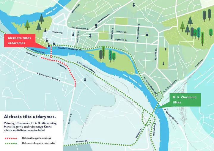 kaunas zemelapis aleksoto tiltas koreguotas