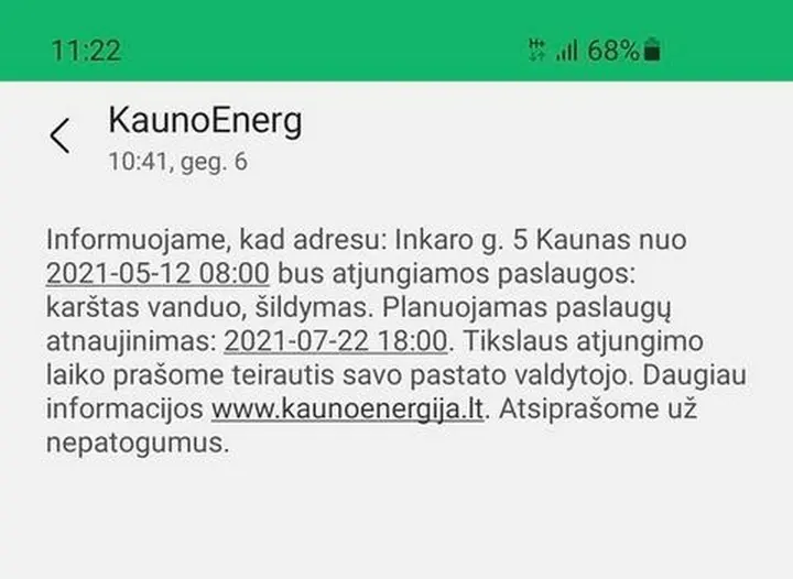 kauno energijos pranesimas