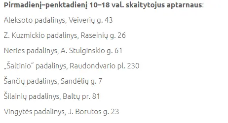 kauno vinco kudirkos vieosios bibliotekos darbo laiko pasikeitimai