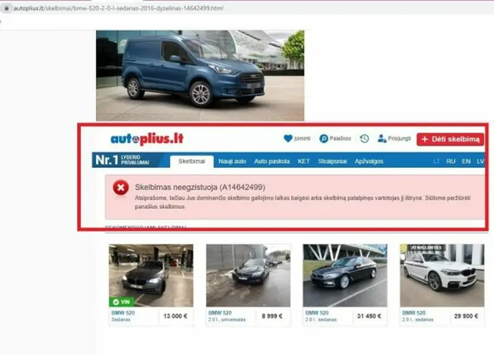 parduodamo bmw skelbimas istrintas 86832673