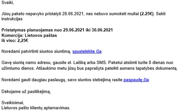 apgaulingas laiskas
