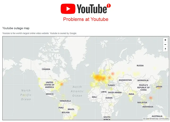 youtube sutrikimai