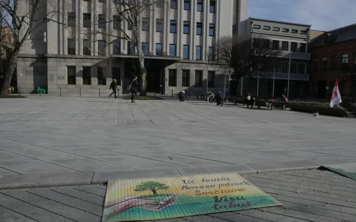 Protestas prie Kauno savivaldybės / DELFI nuotr.