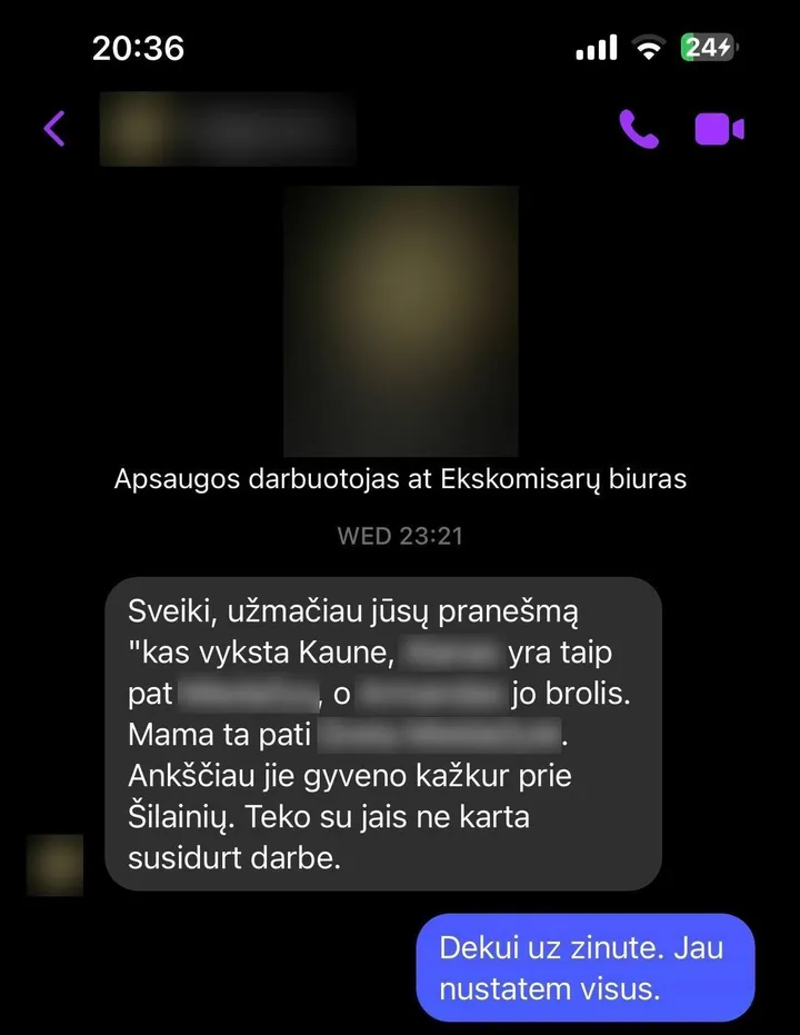 Anot apsaugos darbuotojos, anksčiau kompanija gyveno Šilainiuose / Skaitytojo nuotr.
