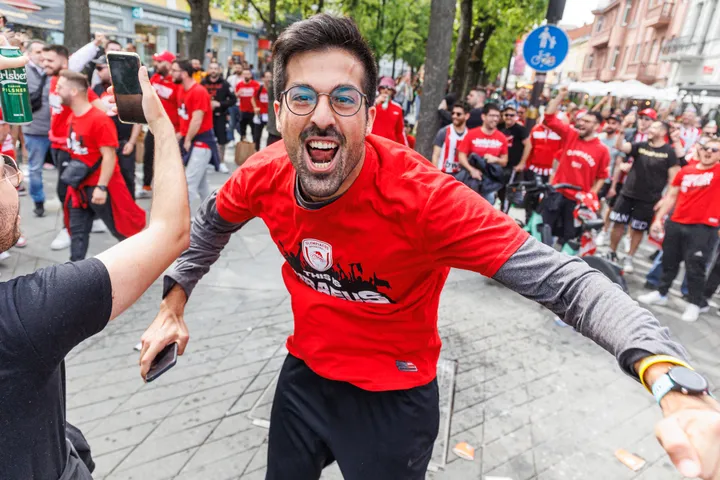 Olympiakos fanai prieš rungtynes