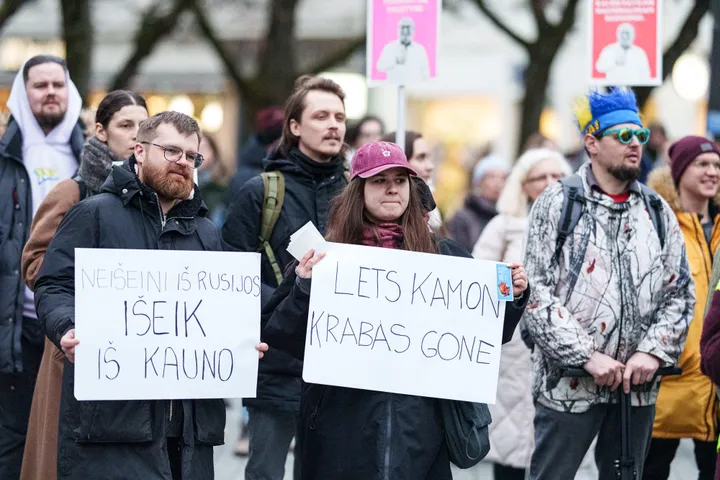 Protestas prieš V. Matijošaitį / R. Tenio nuotr.