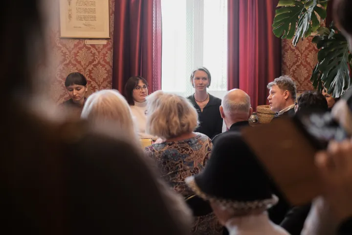 Paskaita apie J. Tumą-Vaižgantą ir Egiptą./ A. Čiukšio nuotr. iš Maironio lietuvių literatūros muziejaus.