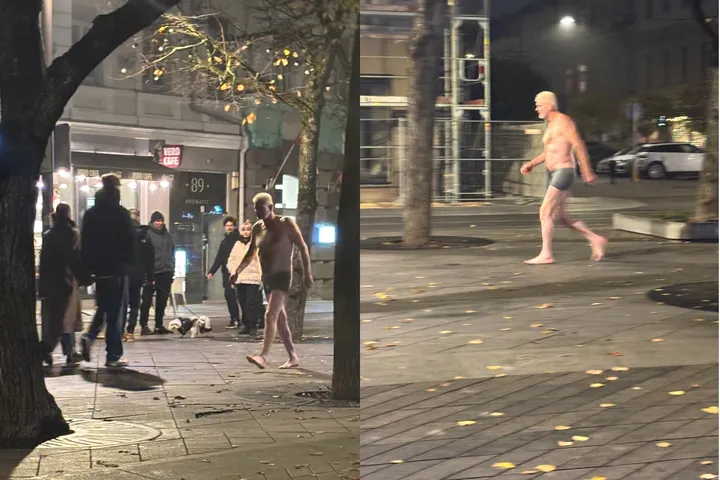 Pusnuogis vyras Laisvės alėjoje