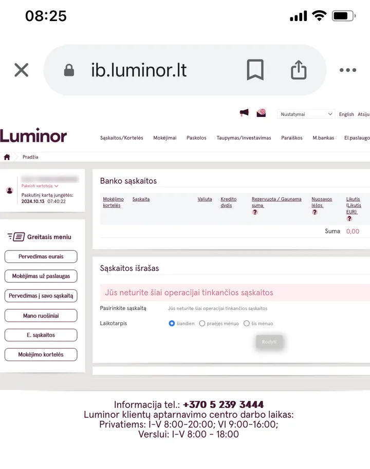 Sutriko Luminor veikla / Skaitytojos nuotr.