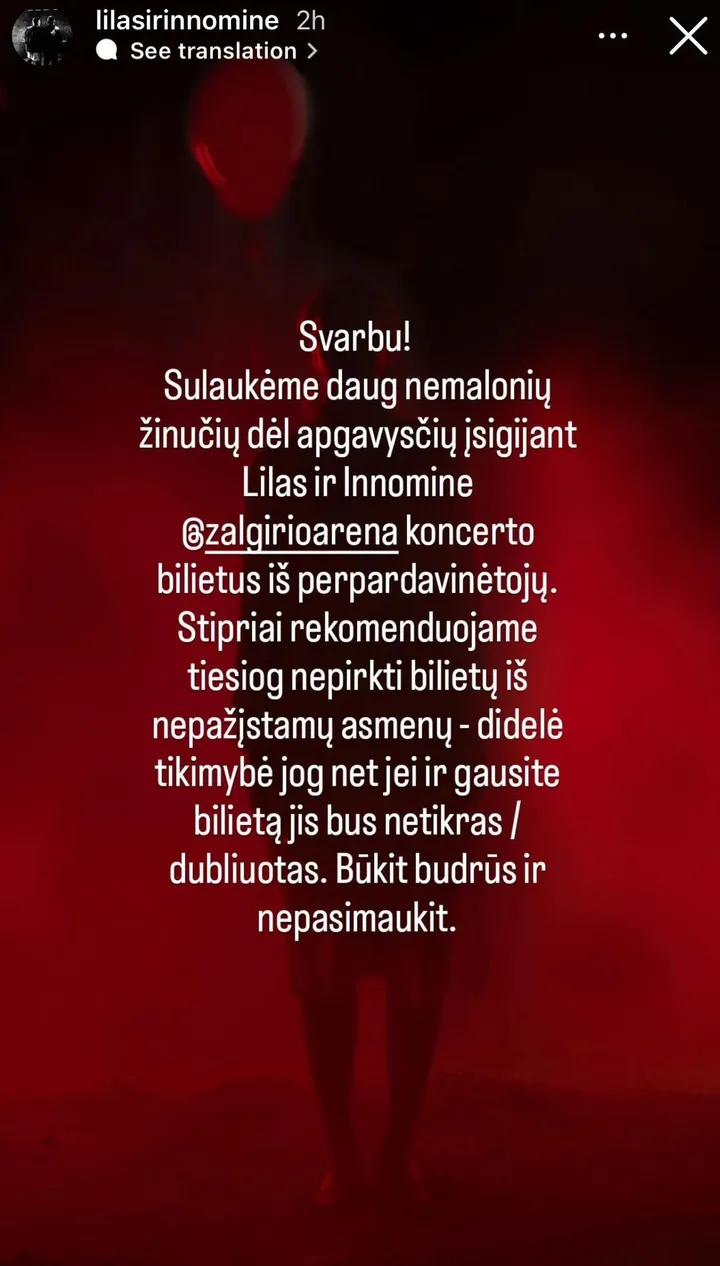 Lilo ir Innomine informacija / „Instagram“ / Delfi nuotr.