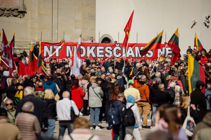Protestas prieš visuotinį NT mokestį / S. Lisausko, BNS nuotr.