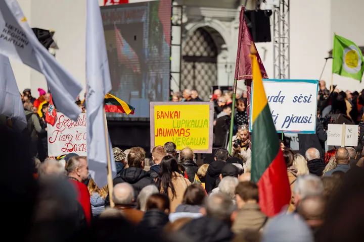 Protestas prieš visuotinį NT mokestį / S. Lisausko, BNS nuotr.