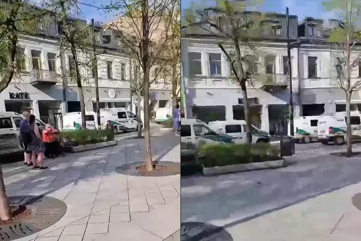 Policija Laisvės alėjoje / skaitytojo vaizdo įrašo stop kadrai / „Kas vyksta Kaune“ montažas