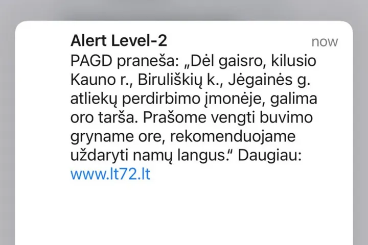 Perspėjimo pranešimas / skaitytojo nuotr.