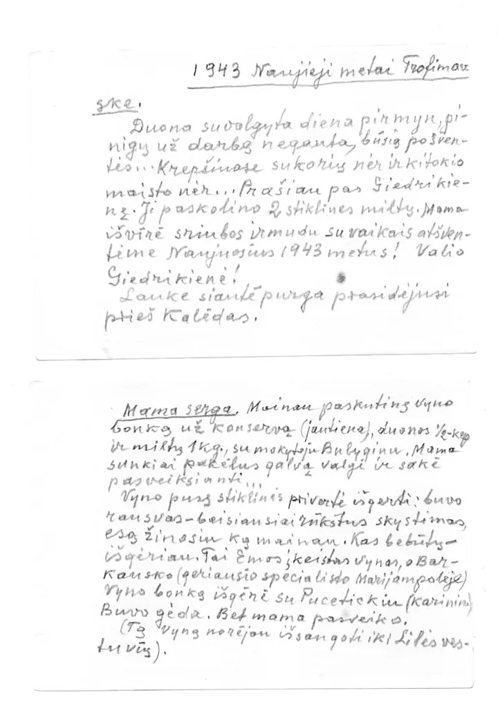 Iš K. Markausko tremties užrašų. J. Markausko asmeninio archyvo nuotr.