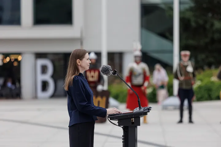 Dovilė Šakalienė, Lietuvos kariuomenės Sausumos pajėgų vadų pasikeitimo ceremonija Vienybės aikštėje / R. Tenio nuotr.