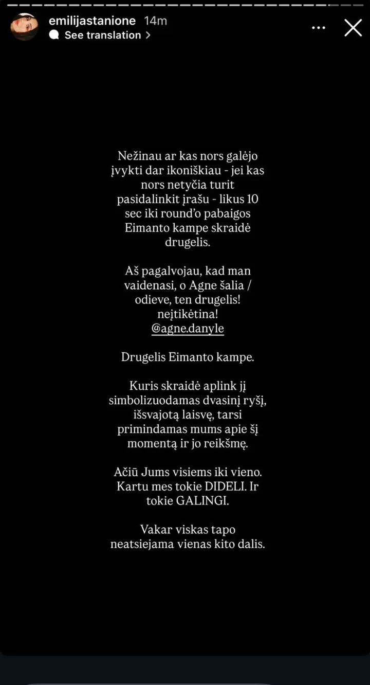 Emilijos Stanionės pastebėjimas / instagram nuotr. / delfi