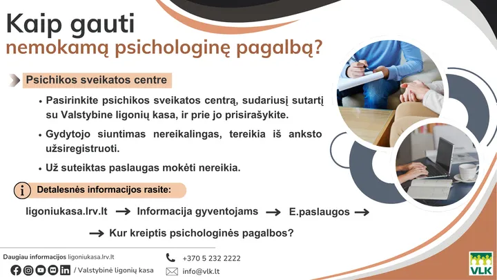 kaip gauti nemokama psichologine pagalba vlk infografikas