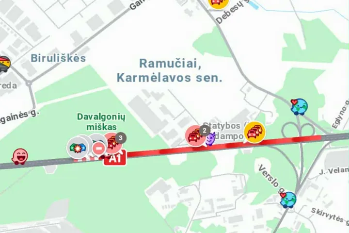Avarija ties Ramučiais / WAZE nuotr.