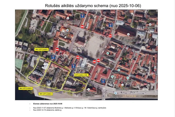 Eismo ribojimų Rotušės aikštėje schema / skaitytojos nuotr.