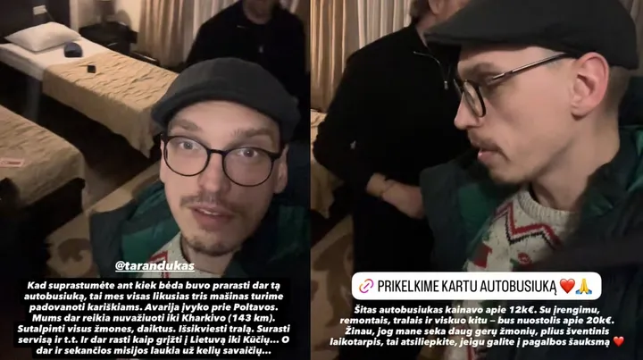 Mantas Bertulis su kompanija pateko į rimtą avariją Ukrainoje / Asm. albumo nuotr.<br>