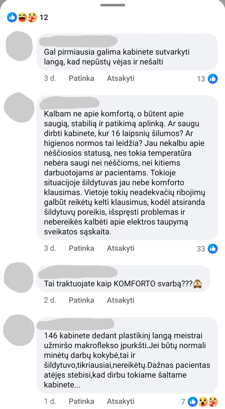 Komentarai po ligoninės įrašu / skaitytojo ekrano nuotr.