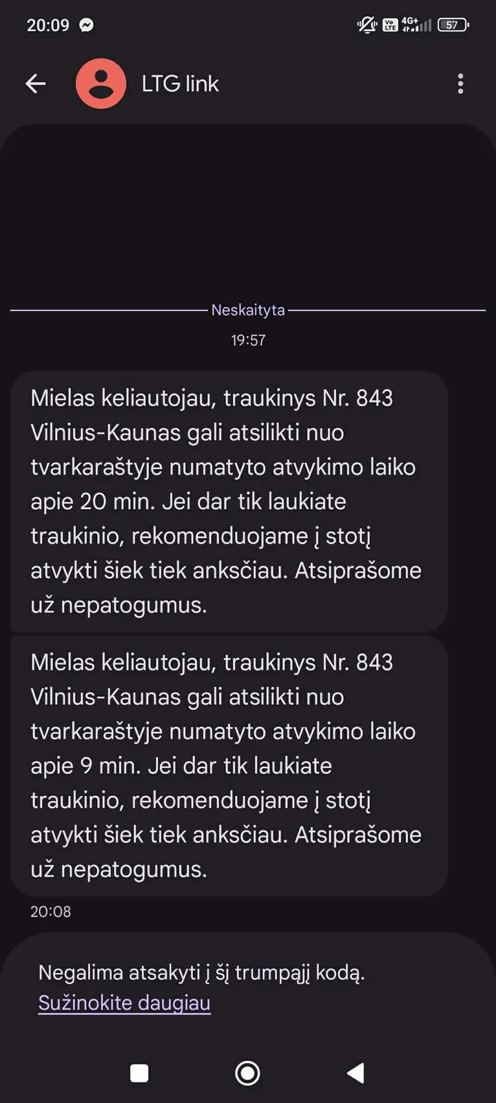 Gauti pranešimai dėl traukinio / skaitytojos nuotr.