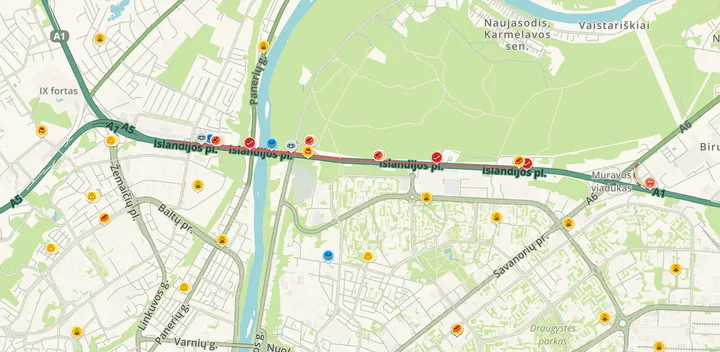 Spūstis A1 kelyje / „Waze“ nuotr.