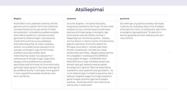 Atsiliepimai / V. Grigaliūnienės nuotr.
