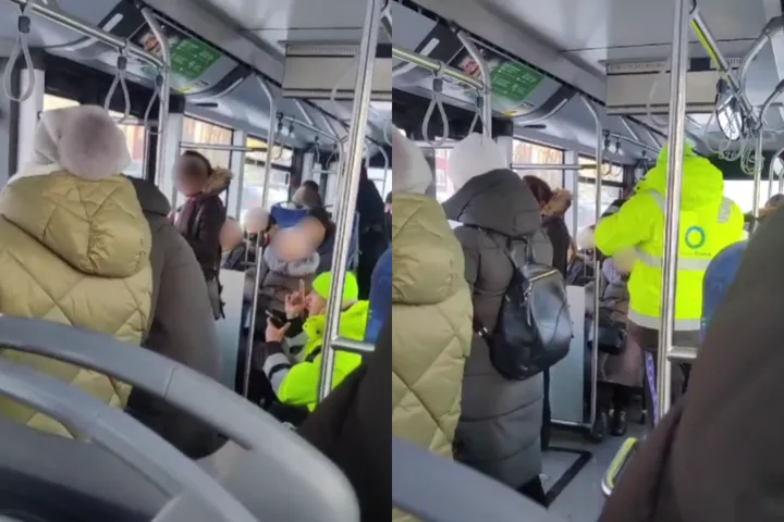 Neadekvatus pilietis viešajame transporte / stop kadro nuotr. / „Kas vyksta Kaune“ montažas