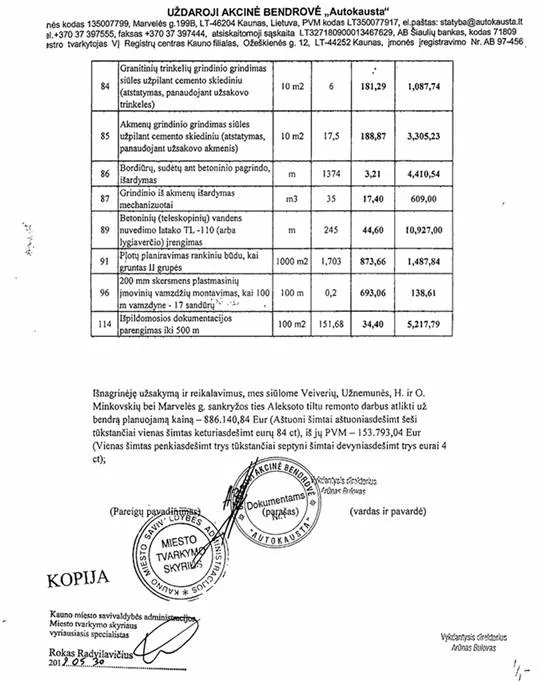 A. Bulovo pasirašyta viešųjų pirkimų sutartis / Ekrano nuotr.